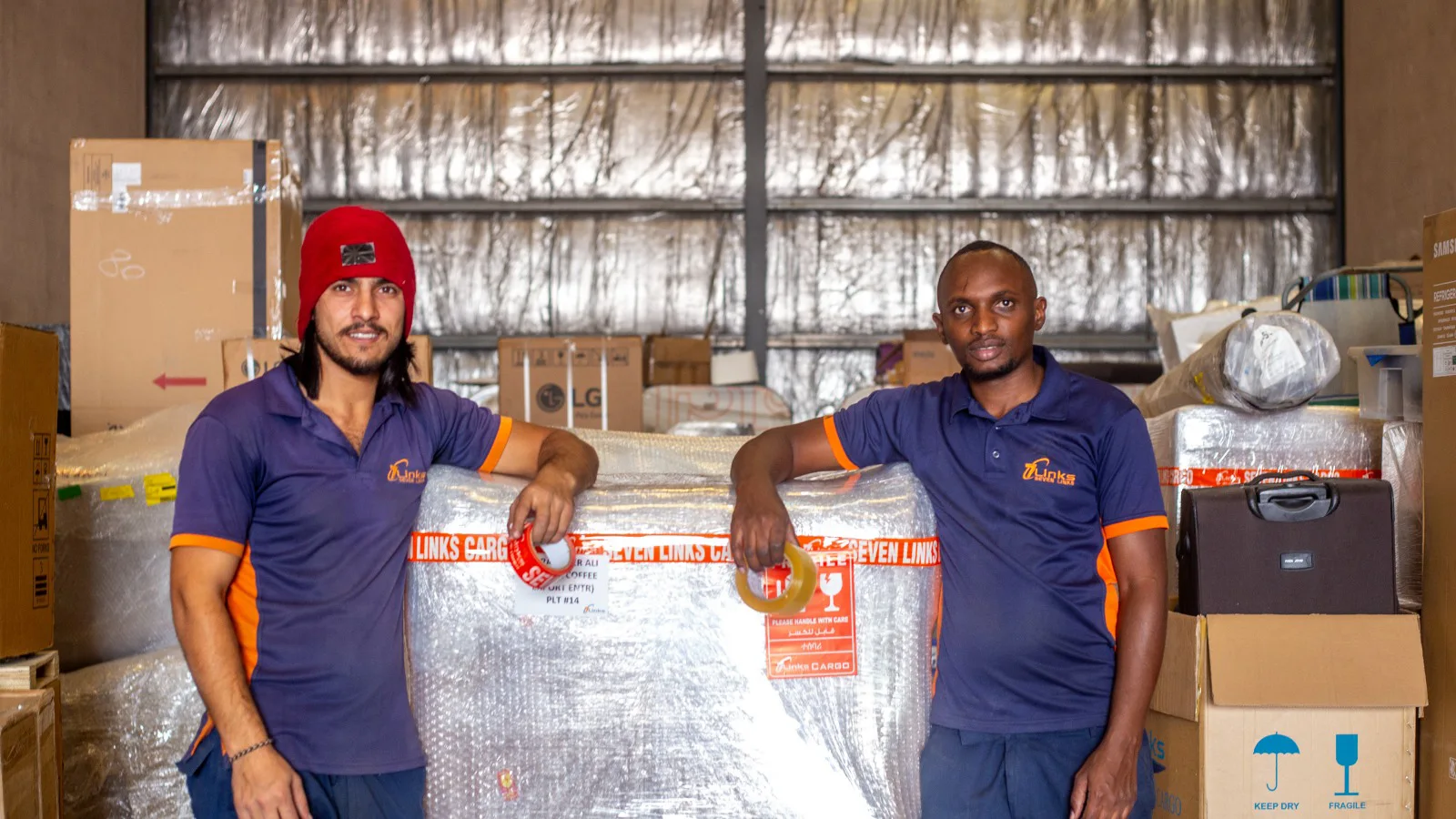 Seven Links team in the warehouse